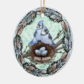 Blue Jay Nest Keramisch Ornament (Links)