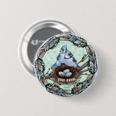Blue Jay Nest Ronde Button 5,7 Cm (Voorkant /achterkant)