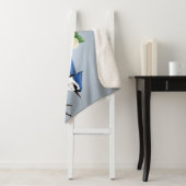 Blue Jay onder Dogwood Flowers Sherpa Deken (In situ)