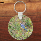 Blue Jay op Southern Wax Myrtle Sleutelhanger (Voorkant)