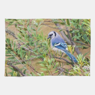 Blue Jay op Southern Wax Myrtle Theedoek
