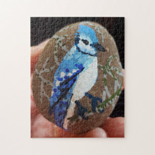 Blue Jay Painted Rock Legpuzzel