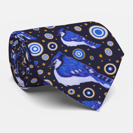 Blue Jay Pattern Stropdas (Opgerold)