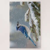 Blue Jay Puzzle de neige - Winter Bird Nature Art (Vertical)