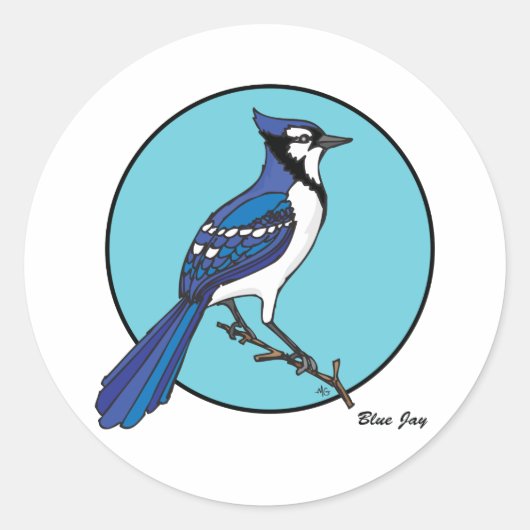 BLUE JAY RONDE STICKER (Voorkant)