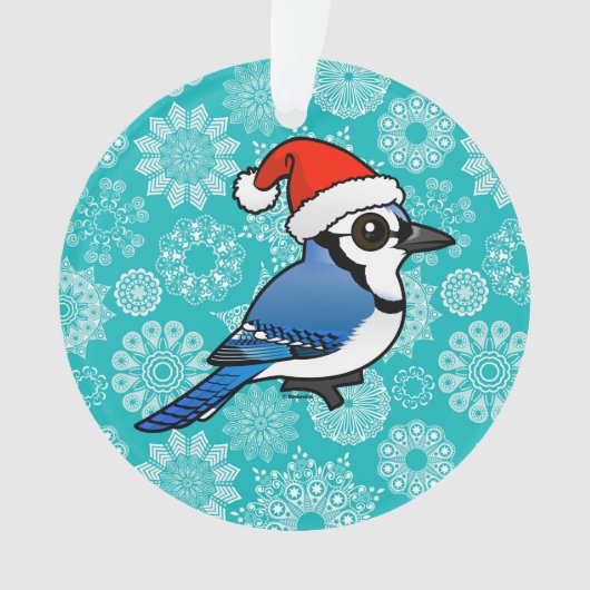 Blue Jay Santa Ornament (voorkant)