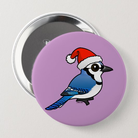 Blue Jay Santa Ronde Button 4,0 Cm (Voorkant /achterkant)