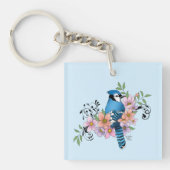 Blue Jay Spring bloemen Business Logo Sleutelhanger (Voorkant)