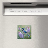  Blue Jay Staande op Lila Branches Magneet (Insitu (Vaatwasser))