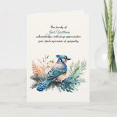 Blue Jay Sympathy Dank u van familie Kaart (Voorkant)