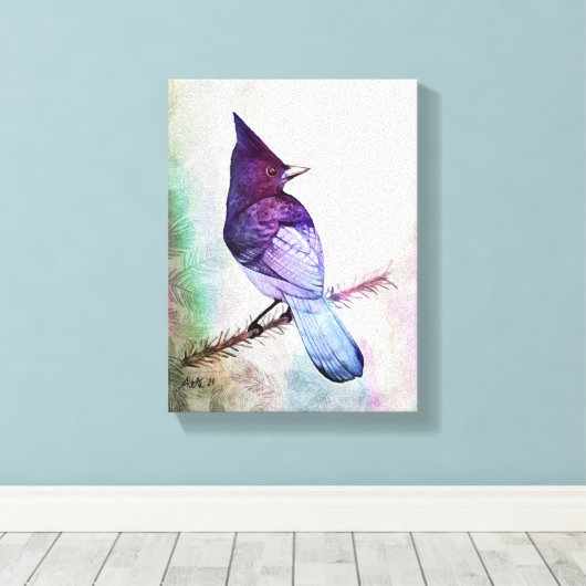 Blue Jay van Aleta Canvas Afdruk (Insitu (Houten vloer))