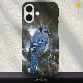 Blue Jay Vogelspotten Vogelschildering Custom Name iPhone 16 Hoesje