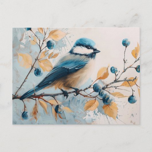 Blue Jay Waterverf Kunst Briefkaart (Voorkant)