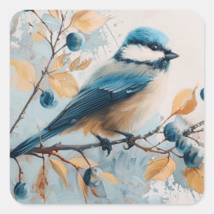 Blue Jay Waterverf Kunst Vierkante Sticker