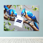 Blue Jays overweegt Canvas Afdruk (Insitu (Houten vloer))