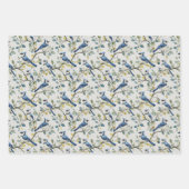 Blue Jays Vogeltakken en Bloesems Inpakpapier Vel (Voorkant 2)