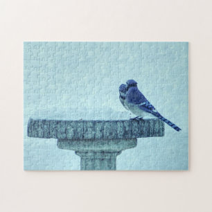 Blue Jays Winter Feeding Painterly Puzzle Legpuzzel