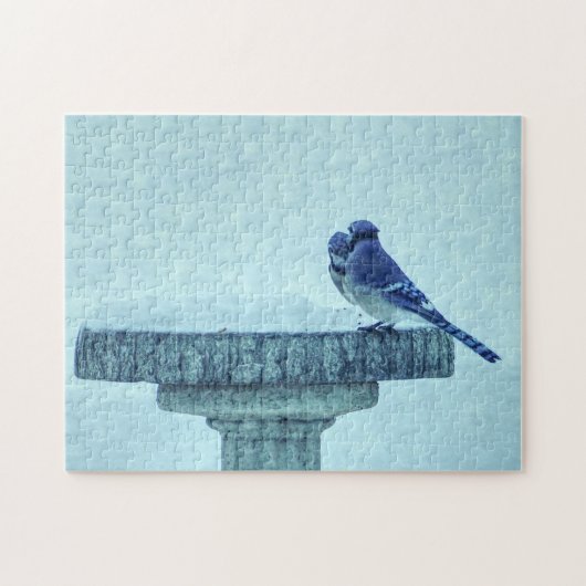 Blue Jays Winter Feeding Painterly Puzzle Legpuzzel (Horizontaal)