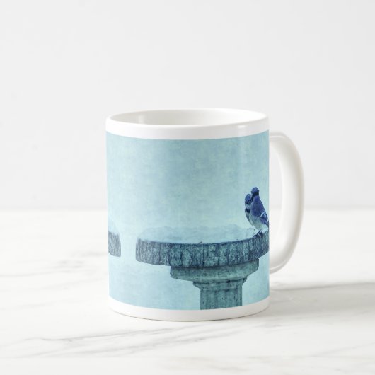 Blue Jays Winter Nourriture Painterly Café Mug (Devant droit)