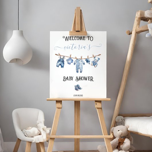 Blue Jean Baby Denim Baby shower Affiche de bienve