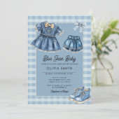 Blue Jean Baby Denim Baby Shower Invitation (Debout devant)