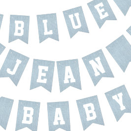 Blue Jean Baby Denim Baby shower Vlaggetjes