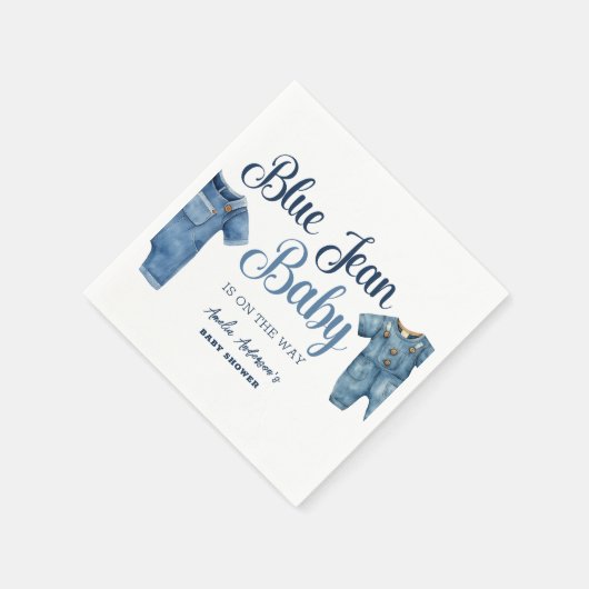 Blue Jean Baby Denim Boy Baby shower Papier Servet (Hoek)