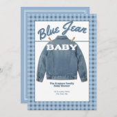 Blue Jean Baby - Denim Shower Custom Invitation Kaart (Voorkant / Achterkant)