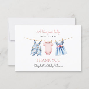 Blue Jean Baby Girl Baby shower Bedankkaart