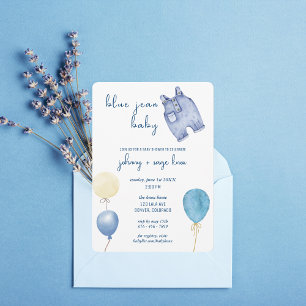 Blue Jean Baby Modern Baby shower Ballonnen Kaart