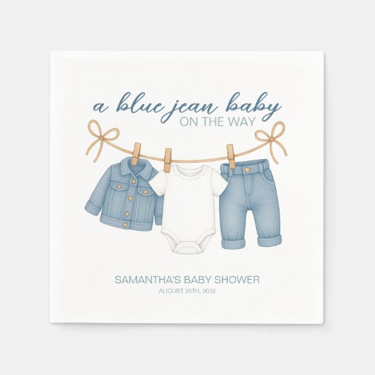 Blue Jean Baby op weg naar Baby shower Servet (Voorkant)