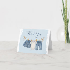 Blue Jean Baby shower Baby Outfit Bedankkaart