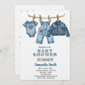 Blue jean baby shower invitation (Devant / Derrière)