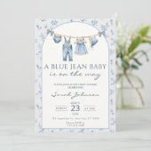 Blue Jean Baby Shower Invitation Cowboy (Debout devant)