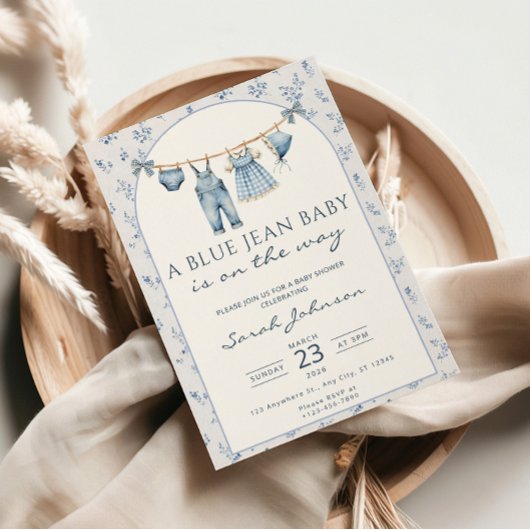 Blue Jean Baby Shower Invitation Cowboy