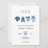 Blue Jean Baby Shower Invitation - Denim Theme (Devant)