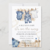 Blue Jean Baby Shower Invitation Kaart (Voorkant)