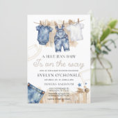 Blue Jean Baby Shower Invitation Kaart (Staand voorkant)