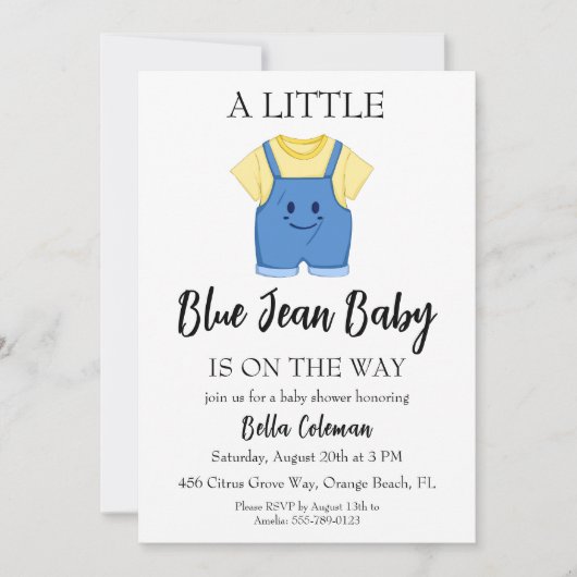 blue jean baby shower invitations (Devant)