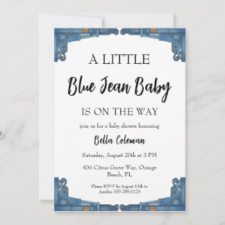 blue jean baby shower invitations kaart