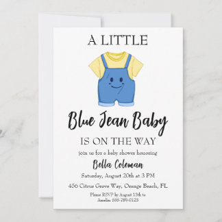 blue jean baby shower invitations kaart