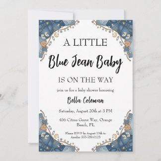 blue jean baby shower invitations kaart