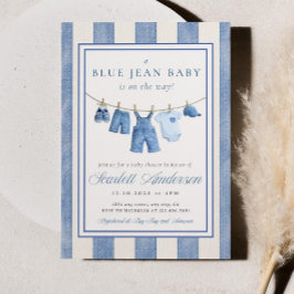 Blue Jean Baby Shower Invite, Denim Baby Shower  Kaart