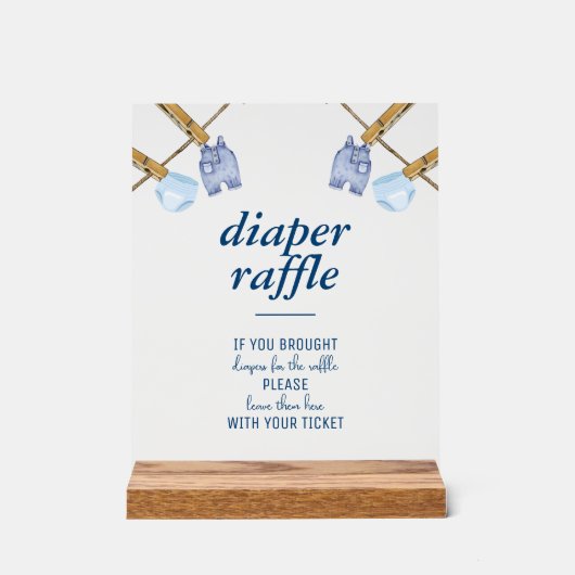 Blue Jean Baby shower | Luier Raffle Tafelblad Acryl Bord (Voorkant)