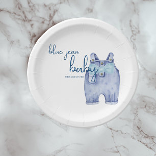 Blue Jean Baby shower servies Denim Overalls Papieren Bordje