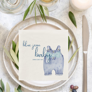 Blue Jean Baby shower servies   Denim Overalls Servet
