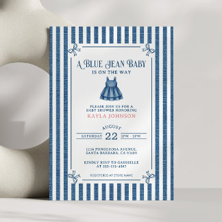 Blue Jean Baby Shower Striped Southern Girl Kaart