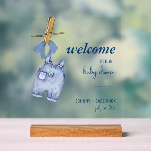 Blue Jean Baby | Welkom bij Baby shower Tafelblad Acryl Bord (Neutraal)
