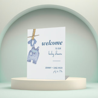 Blue Jean Baby | Welkom bij Baby shower Tafelblad Reclamebord Met Voetstuk