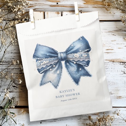 Blue Jean Bow-Baby shower Bedankzakje